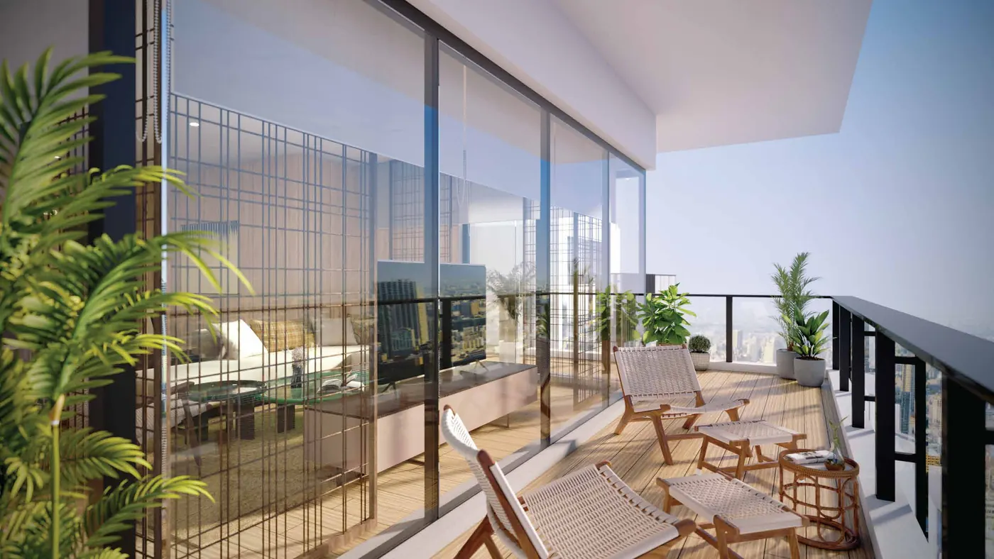 Balcony view over the forest, artist's impression